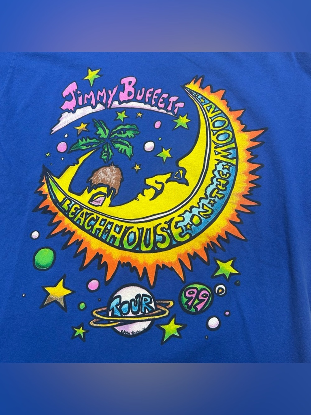 Jimmy Buffet Beach House And The Moon 1999 Tour Shirt Men’s L Blue Vintage 90s - Picture 2 of 9